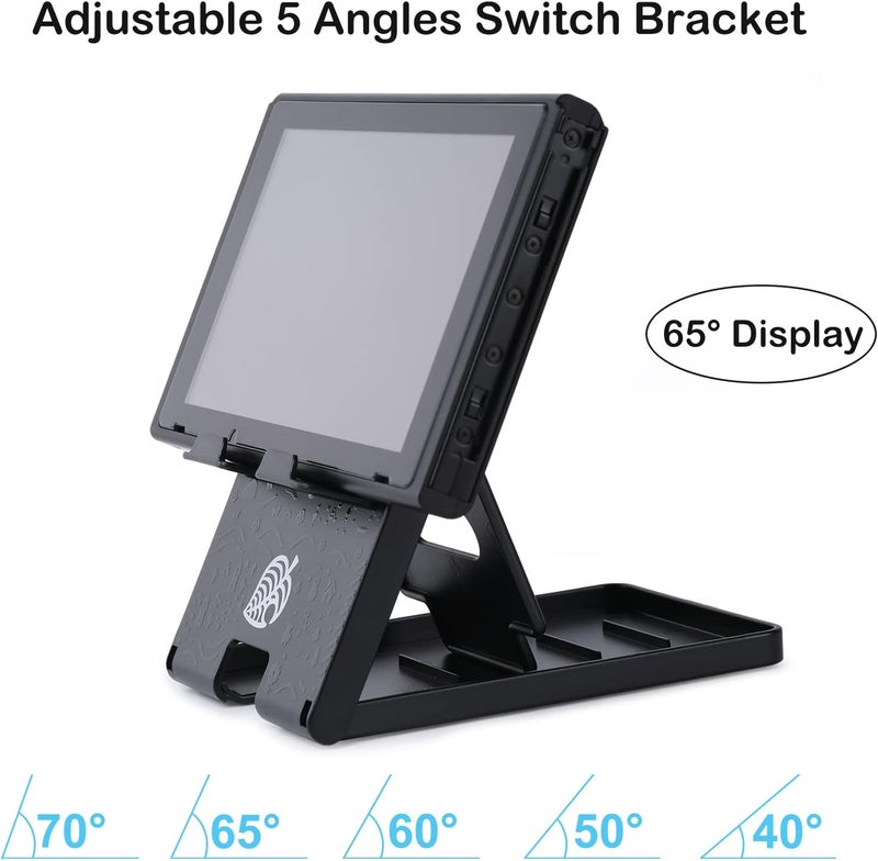 Tscope Switch Stand for Nintendo, for Animal Crossing Adjustable Switch 2 / Lite/OLED Compact Portable Foldable Holder for Nintendo Accessories (Black) - Image 4